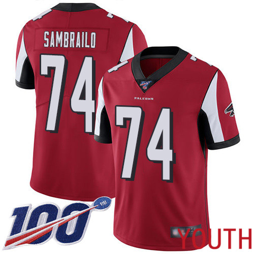 Atlanta Falcons Limited Red Youth Ty Sambrailo Home Jersey NFL Football #74 100th Season Vapor Untouchable